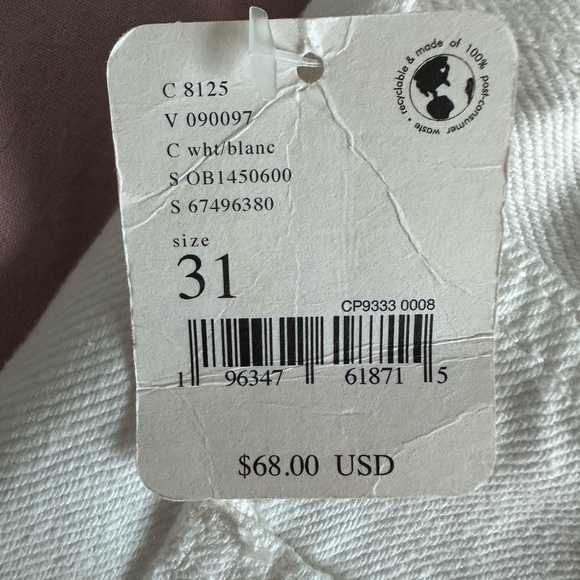 NWT FREE PEOPLE CUT OFF DISTRESSED
WHITE DENIM BUTTON FLY SHORTS SIZE 31 - Picture 4 of 4